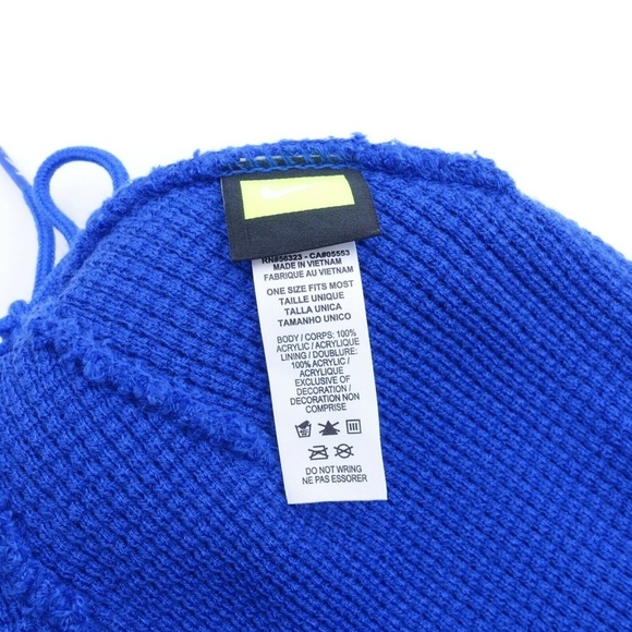 NEW Nike Unisex Adult's Authentic Removable Pom Beanie Hat DH2412-480 Blue/White - Picture 7 of 9